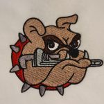 bulldog with wrench embroidered logo