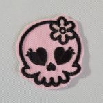 pink skull embroidered patch