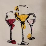 wine glass embroidered logo